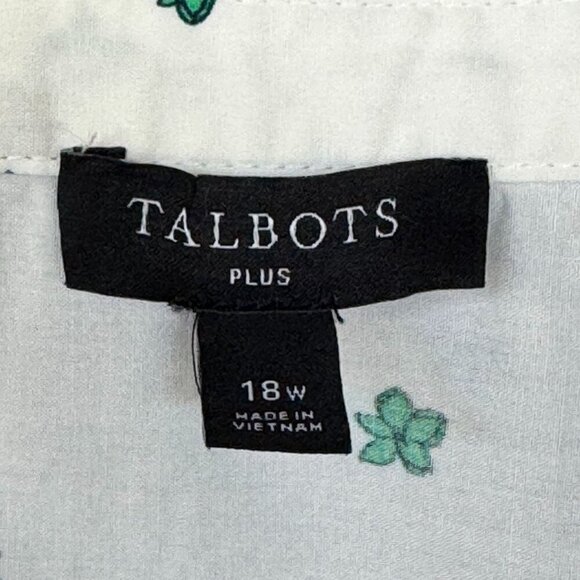 Talbots 100% Cotton Poplin; Blissful Floral Puff Sleeve Midi Shirt Dress Size 18 - Picture 15 of 16